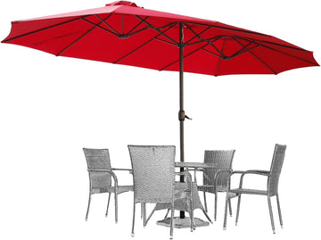 15x9ft Large Patio Umbrella, Outdoor Double-Sided Rectangle Umbrella with Crank Handle