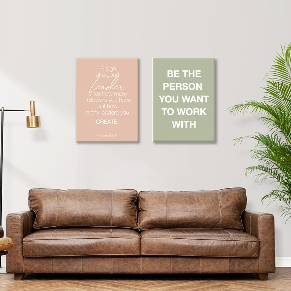 Office Wall Decor-Motivational Teamwork Office Wall Art Canvas Frame Set of 6-Team Work Leadership Workplace Bulletin
