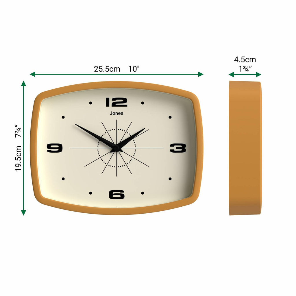 Movie wall Clock | Rectangular Retro Clock | 10" | Yellow