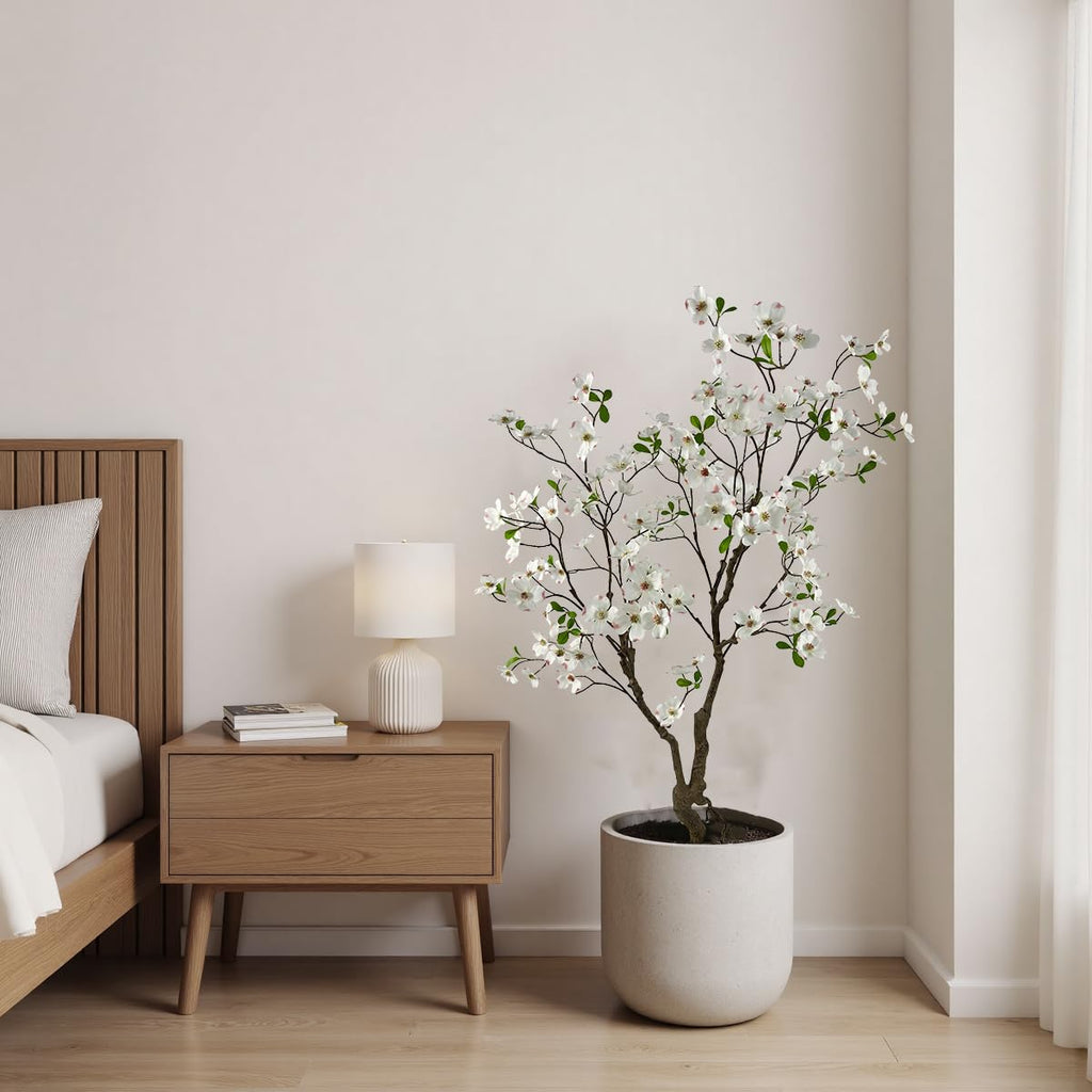 5ft Artificial White Dogwood Potted Flowering Tree