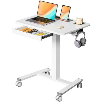 28" Mobile Standing Desk with Drawer, Portable Laptop Desk
