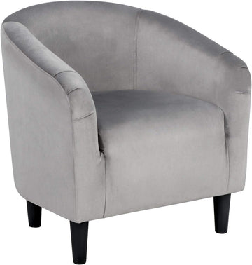 Velvet Accent Chairs, Compact Furry Barrel Chairs with a Curved Silhouette , Gray