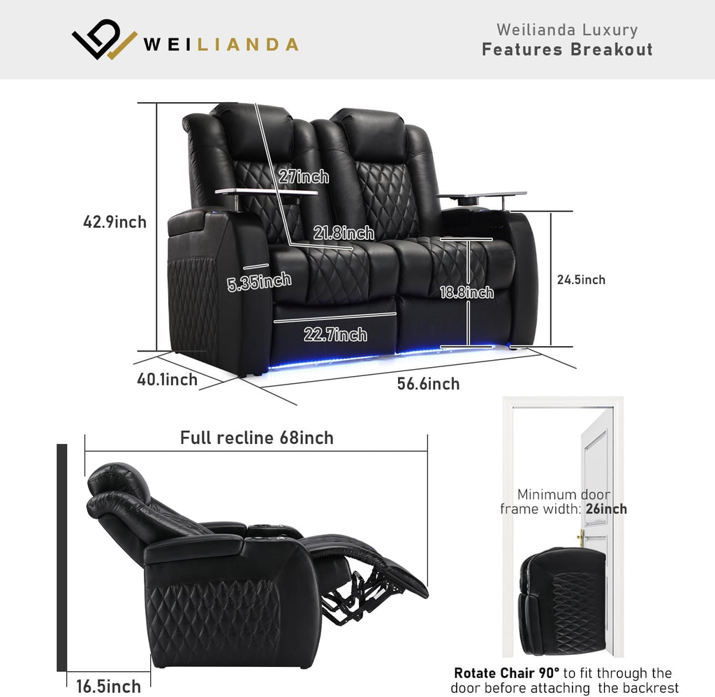 Home Theater Seating Top Grain Leather Zero Gravity Recliner Chair Power Headrest Recline Movie Seat Gaming 7 Colors