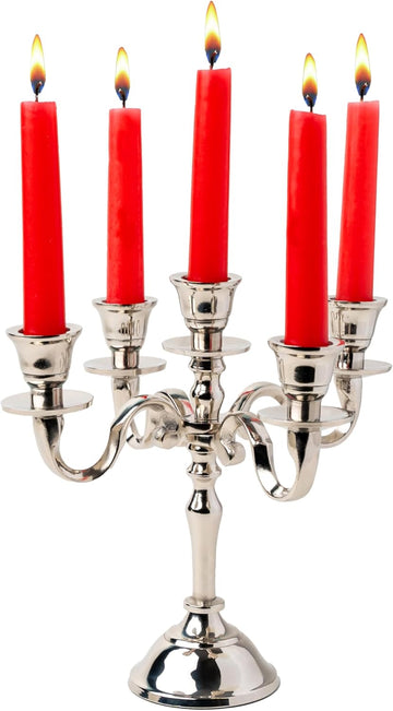 5 Arm Baby Candelabra Silver Glossy 8 Inch Taper Candle Holders Gothic Decorations Candlesticks Holder Home Decor