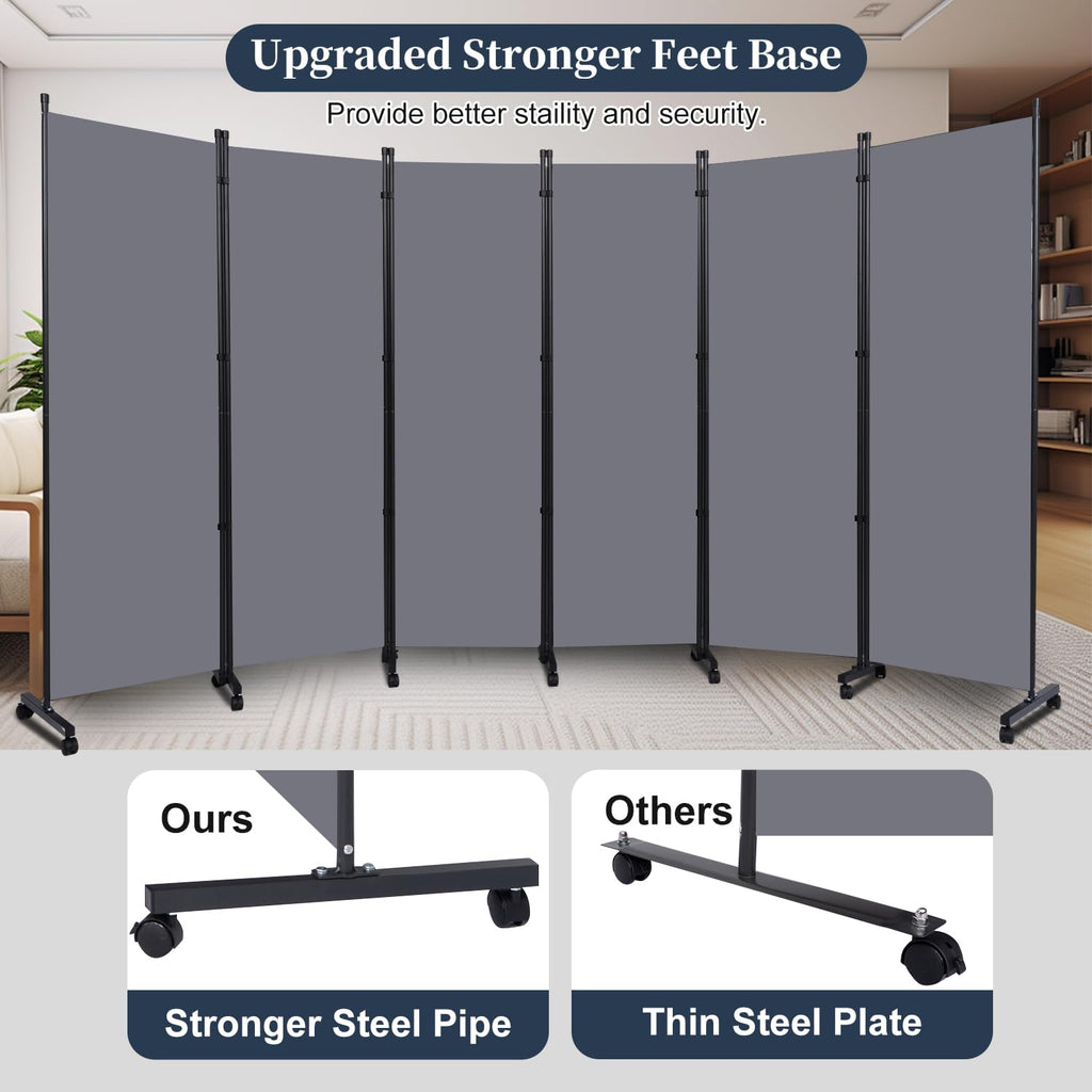 Room Divider 6 Panel-132''Wide Folding Privacy Screen, Large Partition Wall