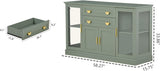 58.27'' Buffet Cabinet with 2 Drawers,LED and Adjustable Shelves,Large Glass Door Coffee Bar Cabinet with