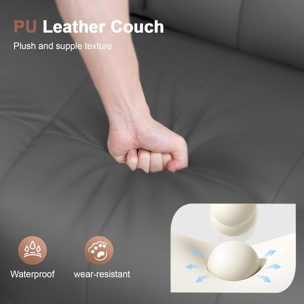 Recliner Sofa, 78.2" PU Leather Reclining Couch Loveseat with Flip Middle Backrest & Drawers