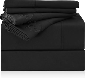 Twin Sheet Set - 4 Piece Hotel Luxury Wrinkle-Free Microfiber Sheet, Oeko-TEX Certified, Breathable & Elastic, 16" - Set of 4