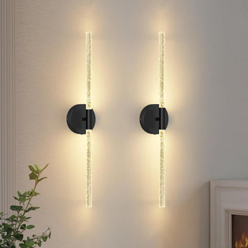 Crystal-Inspired Bubble Battery Operated Wall Sconce Set of 2, 10000mAh 3 Color Temps Rechargeable Wall Lights with Remote, Dimmable Wireless Wall Lamp for Living Room Bedroom