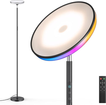UFO LED Torchiere Floor Lamp with RGB Ambient Light, 42W 3700LM Bright Dimmable Sky Lamp