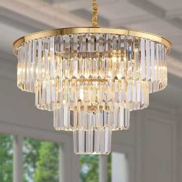 Inspired Odeon Style Gold Plated Crystal 4-Tier Modern Chandelier Dia 23.6"