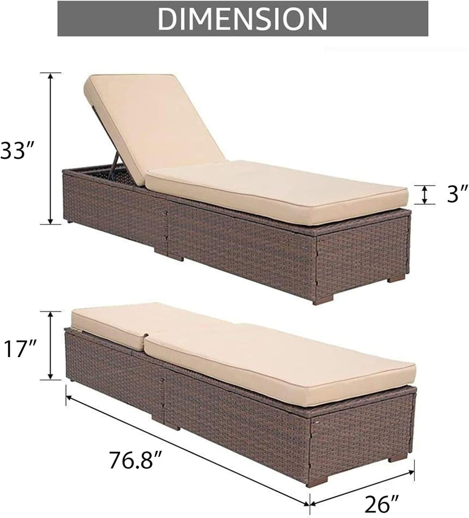 Outdoor Chaise Lounge Chair, All-Weather PE Wicker Patio Chairs Pool Lounge Chairs for Outside