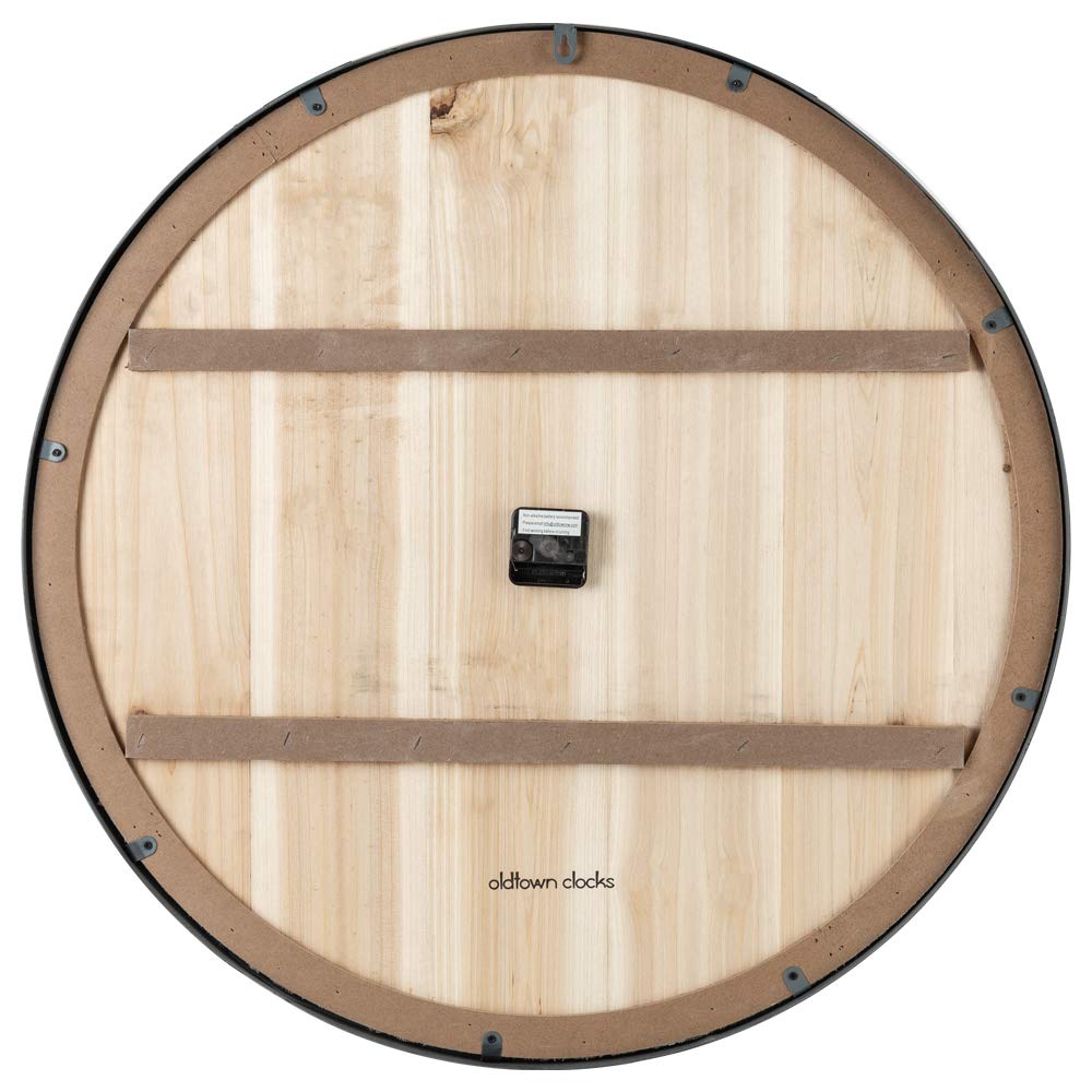 30-inch Farmhouse Metal & Solid Wood Noiseless Wall Clock (Whitewash, 30-inch)