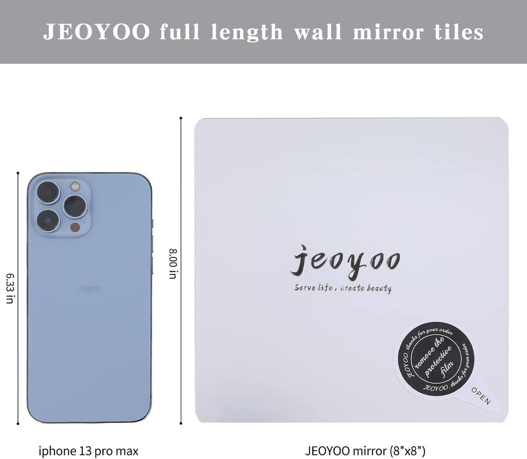 Wall Mirror Full Length, on Door Mirrors, Cheap Mirror Acrylic, shatterproof Gym Mirrors Gym, 8"X8"-4 Pcs, Workout Non