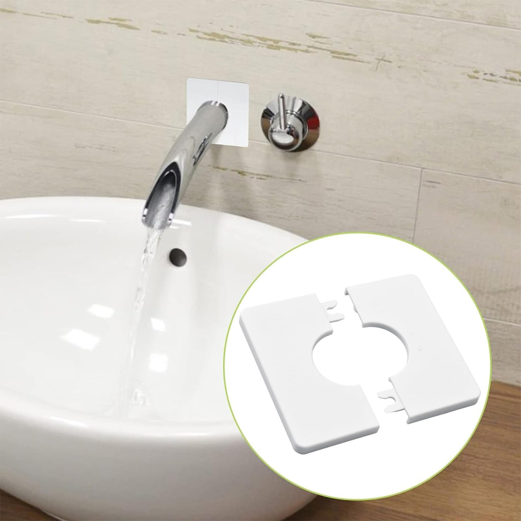 8Pcs Pipe Wall Covers Plastic Square Escutcheon Plates Self-Adhesive Wall Spilt Flange Decorative Shower Pipe Covers