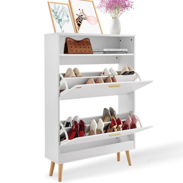 Shoe Storage Cabinet, 31.5" D x 9.4" W x 47.3" H, White