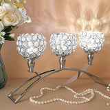 Crystal Candle Holders 3 Arms Silver Candelabras,Candle Holder, Crystal Table Centerpieces,Buffet Cabinet Candelabra