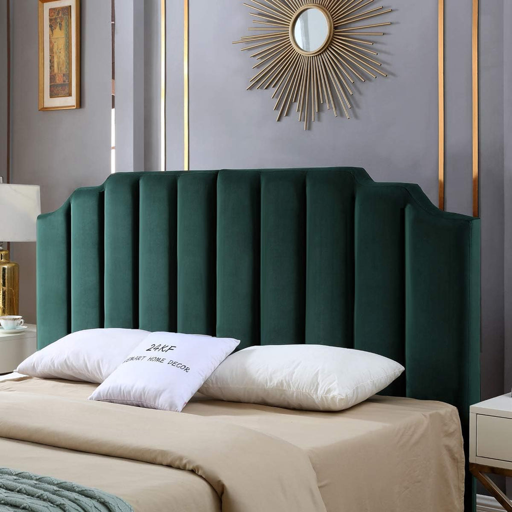 Jade Velvet Tufted King Upholstered Headboard