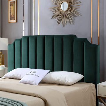 Jade Velvet Tufted King Upholstered Headboard