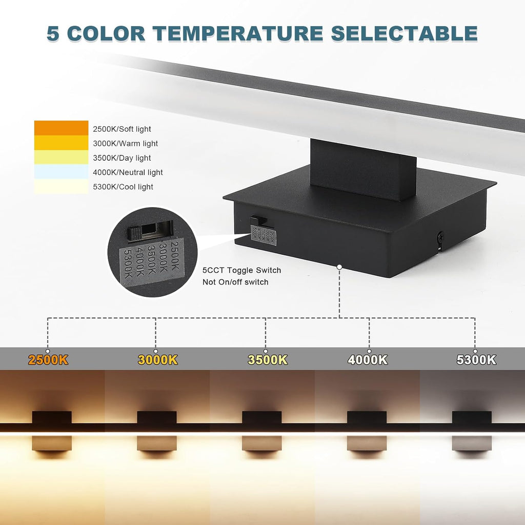 Black Bathroom Vanity Light Fixture Over Mirror 31.5 Inch | ETL Certificated Vanity Lights 5CCT Dimmable Modern