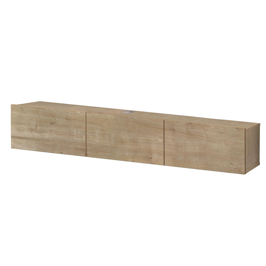 Modern Floating TV Stand, Wall Mounted TV Console for 65-80 inch TVs, Oak