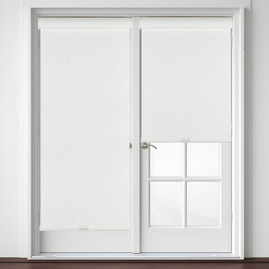 Free-Stop Cordless 100% Blackout Roller Shades for Window Blinds with Linen Look Textured Fabric (White, 20"W x 72"H)