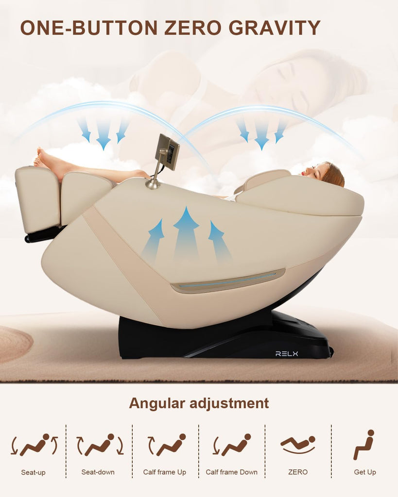 Massage Chair Full Body, Zero Gravity, Airbag Shiatsu, SL-Track, Beige | Zero Gravity Massage Chair with 13 Modes