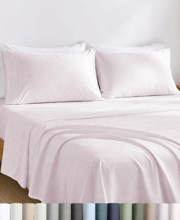100% Egyptian Cotton Percale Sheets King, Soft Rose