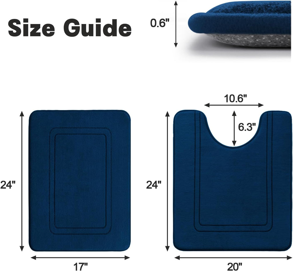 Memory Foam Bath Mat Set, Bathroom Rugs Sets 2 Pieces, Non Slip Bath Mats , Super Soft and Water Absorbent Bath Rug