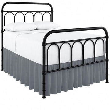 Ruffled Bed Skirt 14 Inch Drop, 100% Microfiber Dust Ruffle Bedskirt with Split Corners, Gathered Style
