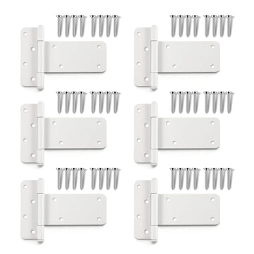 5 inch Gate Hinges, 260 Lbs Capacity, Matte White Hinges, 6 Pack Heavy Duty Door Hinge, T-Strap Shed Gate