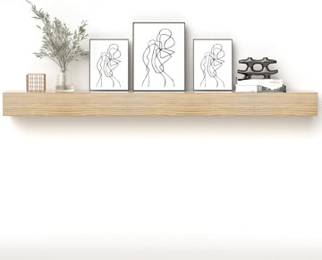 Shelf, 80" Handcrafted Solid Wood Floating Shelf for Over Fireplace - Rustic Farmhouse Wall-Mounted Mantel with