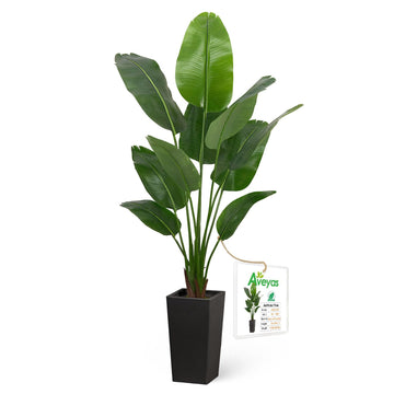 6ft Artificial Bird of Paradise Tree Decor, 6 ft Faux Floor Plant Fake Silk Banana Leaf Tropical Trees with Pot for