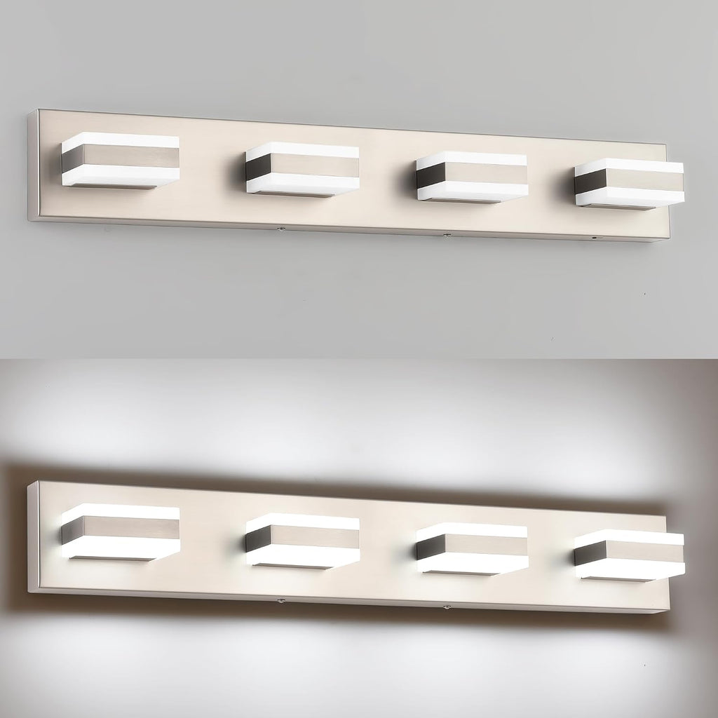 Bathroom Vanity Lights Brushed Nickel Light Fixtures Above Mirror 4 Light Led Lights Bath Lighting Fixture Nickel ETL