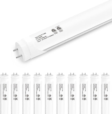 T8 LED Tube Lights 4ft, 48 Inch Fluorescent Replacement Bulbs, 6500K Daylight White Light, Hybrid Type A+B