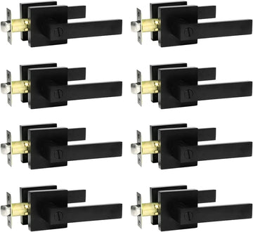 8 Pack Matte Black Door Handles Privacy Door Levers Without Key, Bed and Bath Door Locks Interior Door Knobs
