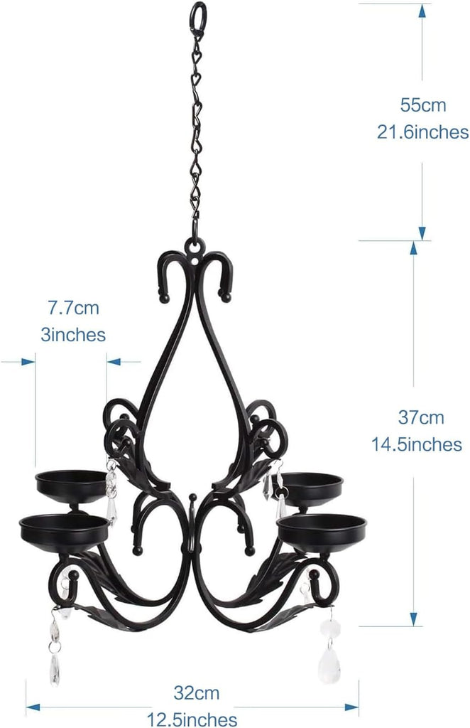 Flameless Candles Chandelier 4-Light Waterproof Crystal Metal Wall Sconces Modern Farmhouse Table Lamp with Remote