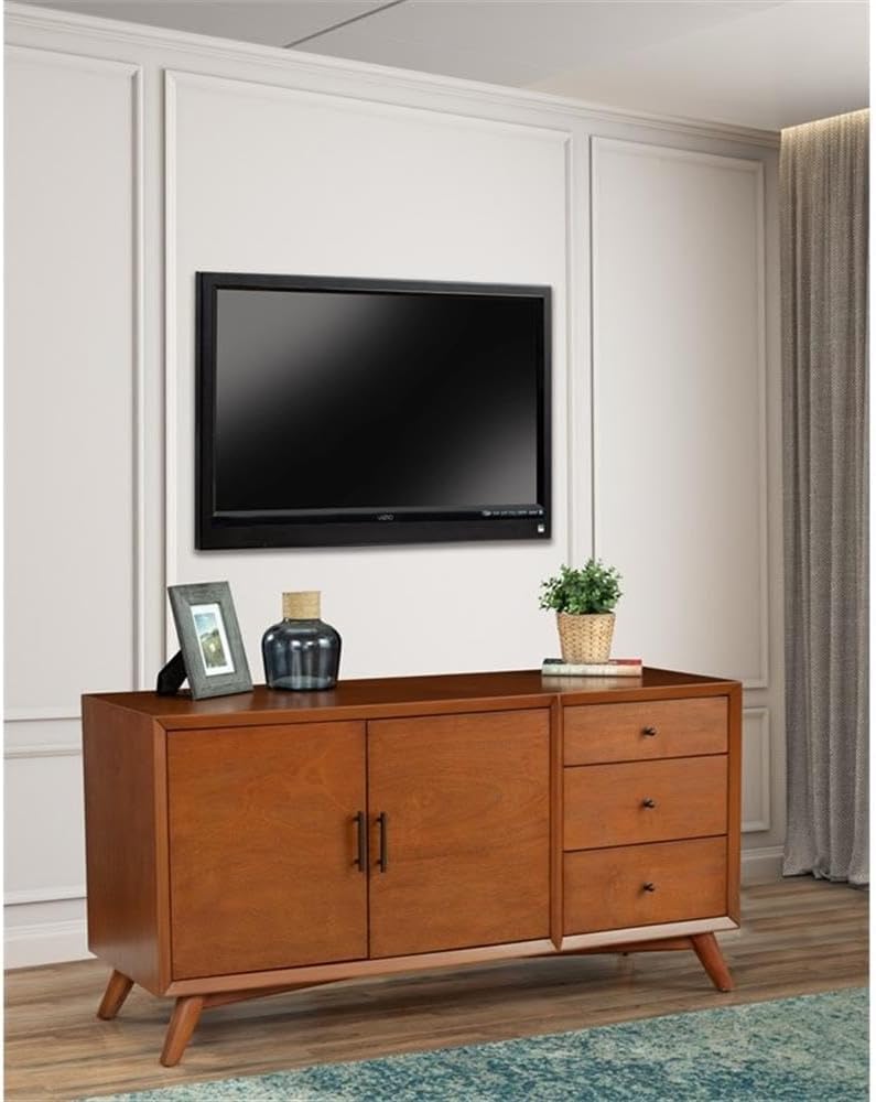 Flynn 58" Mahogany and Okoume Veneer Sideboard with Wine Storage, Chestnut
