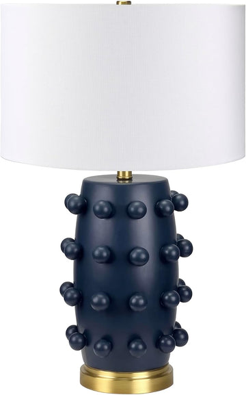 25.5'' Modern 1-Light Ceramic Table Lamp with Spherical Orbs on Lamp Body with White Fabric Drum Sha
