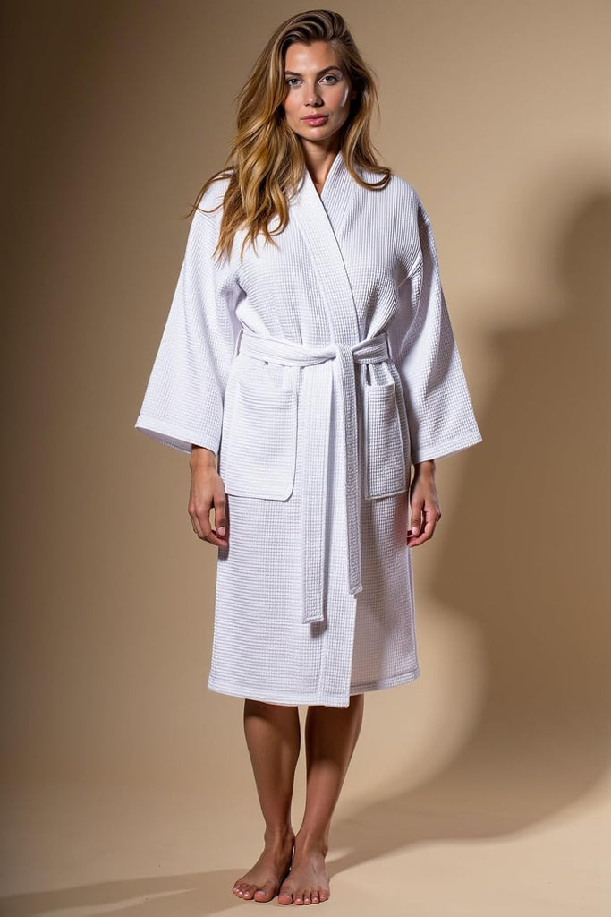 Womens Lightweight Waffle Kimono Bathrobe for Men - Soft Quick-Dry Spa & Summer Towel Robe, Cotton Blend