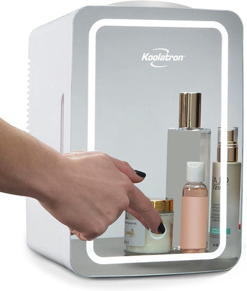 Mirrored LED Mini Cooler/Mini Fridge for Cosmetics, Beverages, Food, or Medicines (6 Liters/6.3 Quarts)