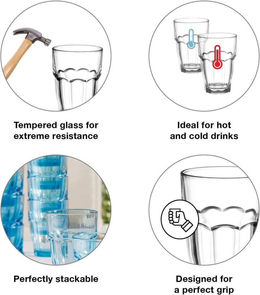Rock Bar Juice Glasses, Set of 6-7.25 Oz. Stackable Drinking Glasses for Cocktails, Desserts & Soft Drinks
