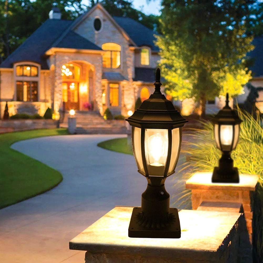 Dusk to Dawn Outdoor Post Light Hardwired 120V, Waterproof Aluminum Pole Light Fixture with Pier Mount Base