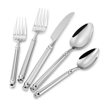Silverware Set 18/10 Stainless Steel Vintage Flatware Set, 20-Piece Hand Forged Mirror Silver Finish Cutlery