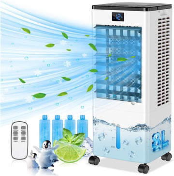 Portable Air Conditioners, 4-IN-1 Evaporative Air Cooler, Portable AC Unit w/ 4 Modes & 3 Speeds