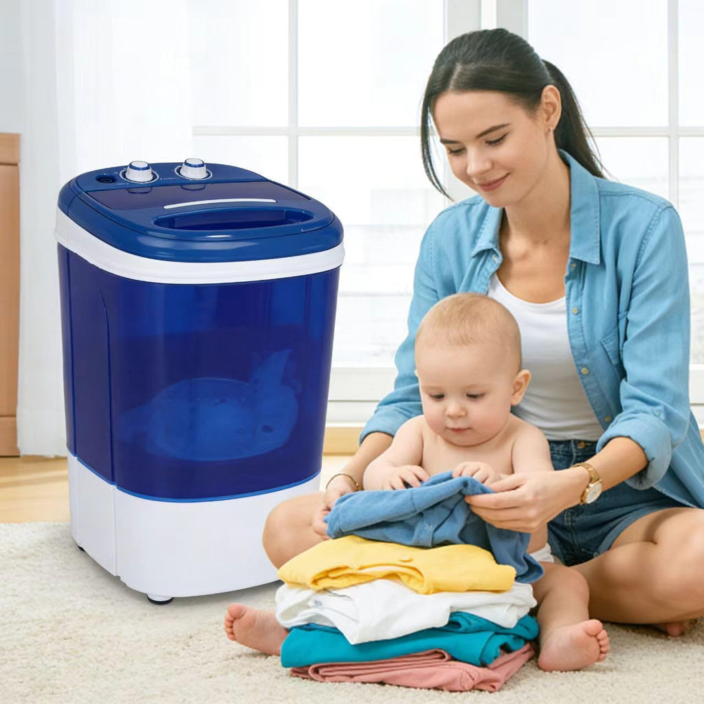 Portable Mini Washing Machine 8 lbs Washing Capacity Semi-Automatic Compact Washer Spinner Small Cloth Washer Laundry