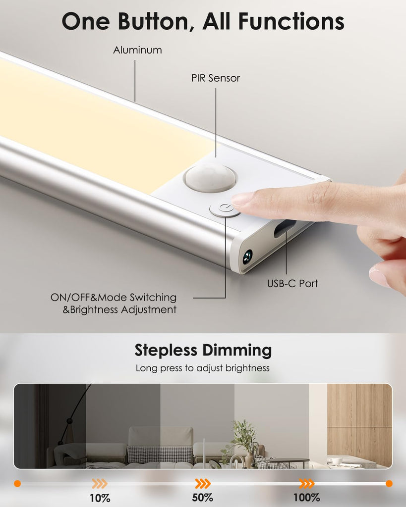 Under Cabinet Lighting, 14inch Motion Sensor Light Indoor, 2-Pack
