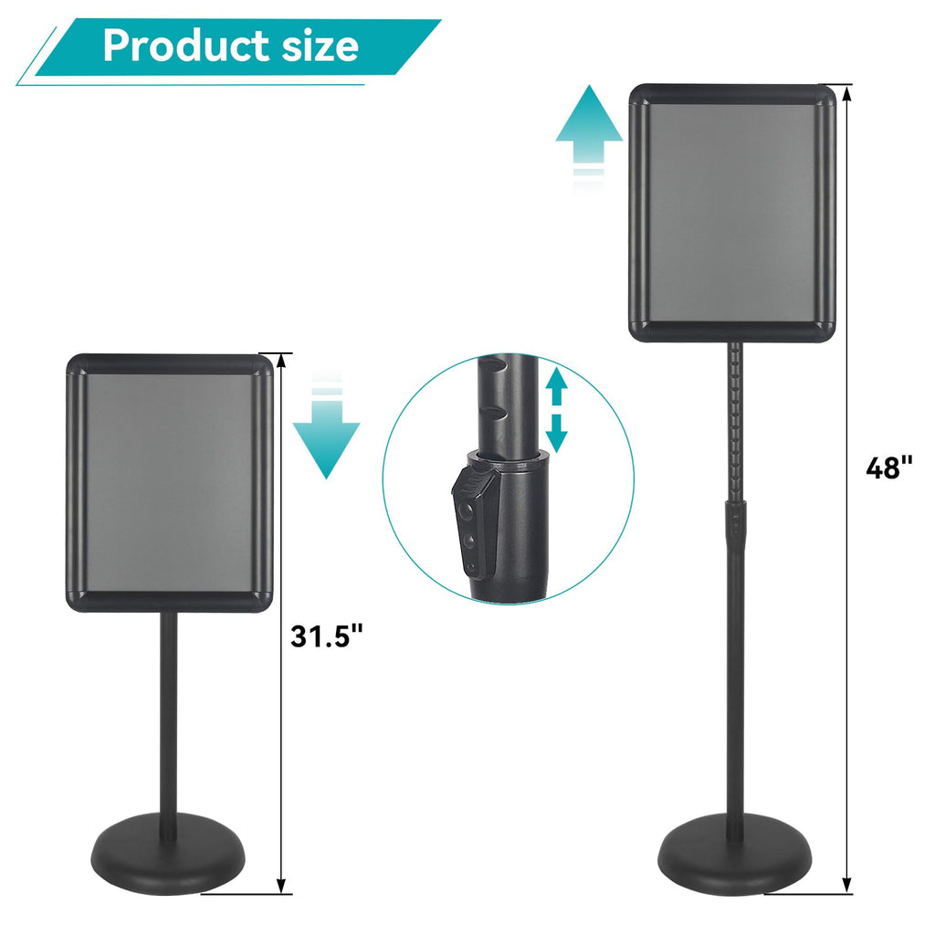 Sign Stand Holder Adjustable Sign Holder Standing Floor Poster Stand for 8.5x11 inches, Both Vertical & Horizontal