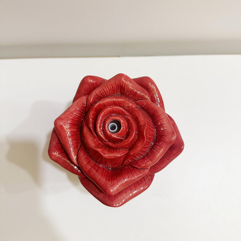 Ceramic Hand-Painted Rose Essential Oil Diffuser, 80 ml Timers Night Lights and Auto Off Function Home Office