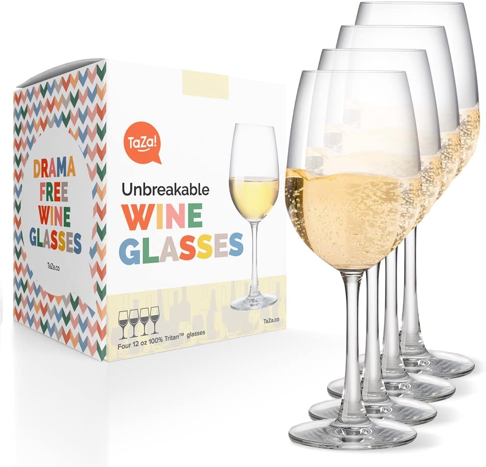 Outdoor Plastic Wine Glasses With Stem (12oz) | Unbreakable Tritan Stemware For Travel, Pool, Camping, Beach, Picnic